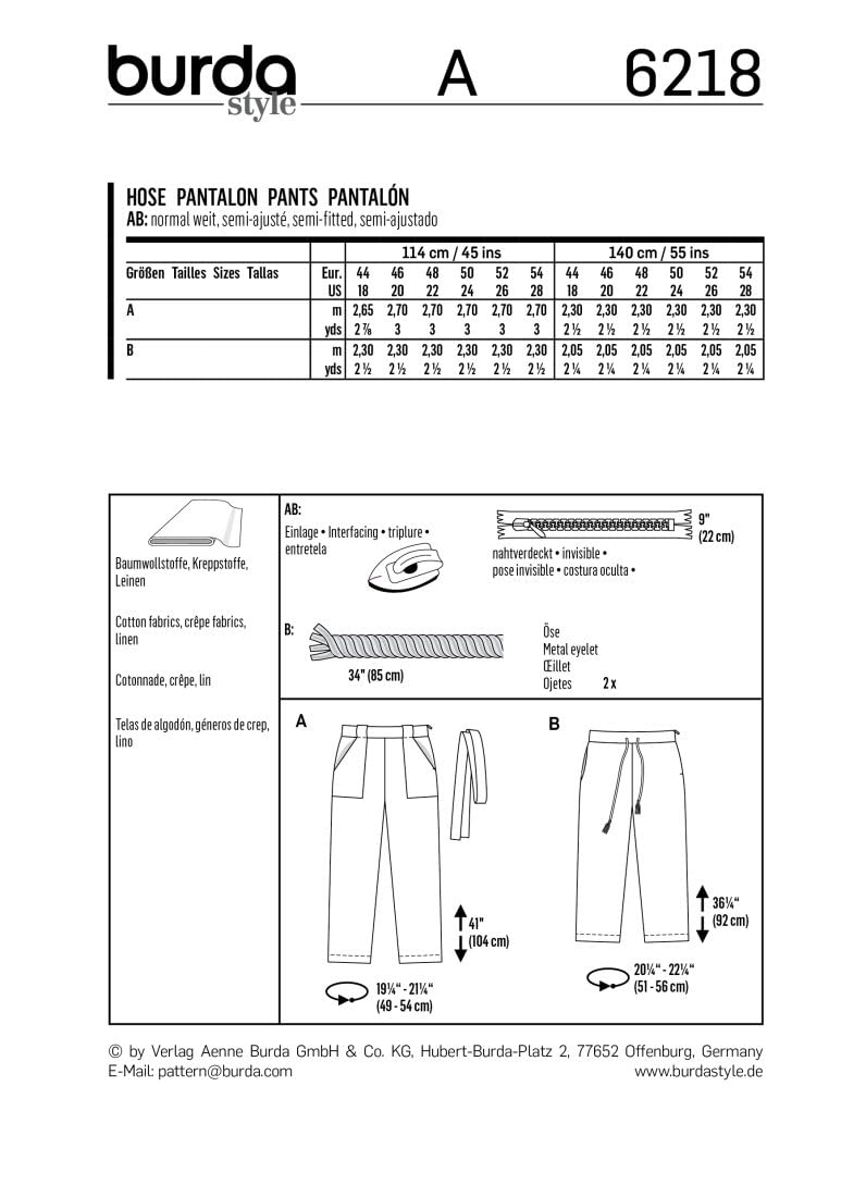 burda-style-6218-schnittmuster-damen-hose-gr-44-54 image 7