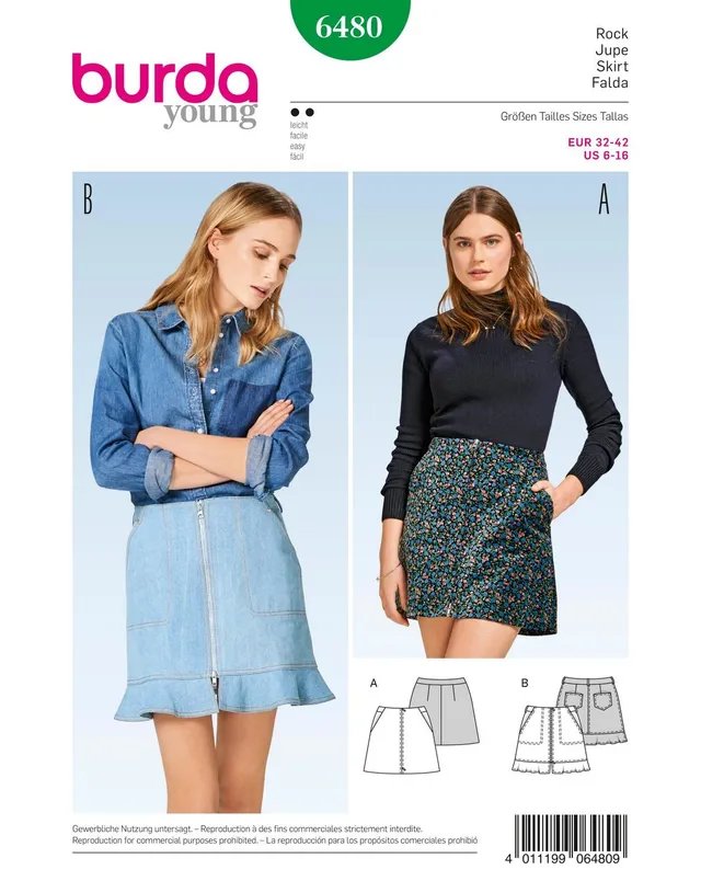 burda-style-6480-schnittmuster-rock-mit-taschen-und-rei-verschluss image 1
