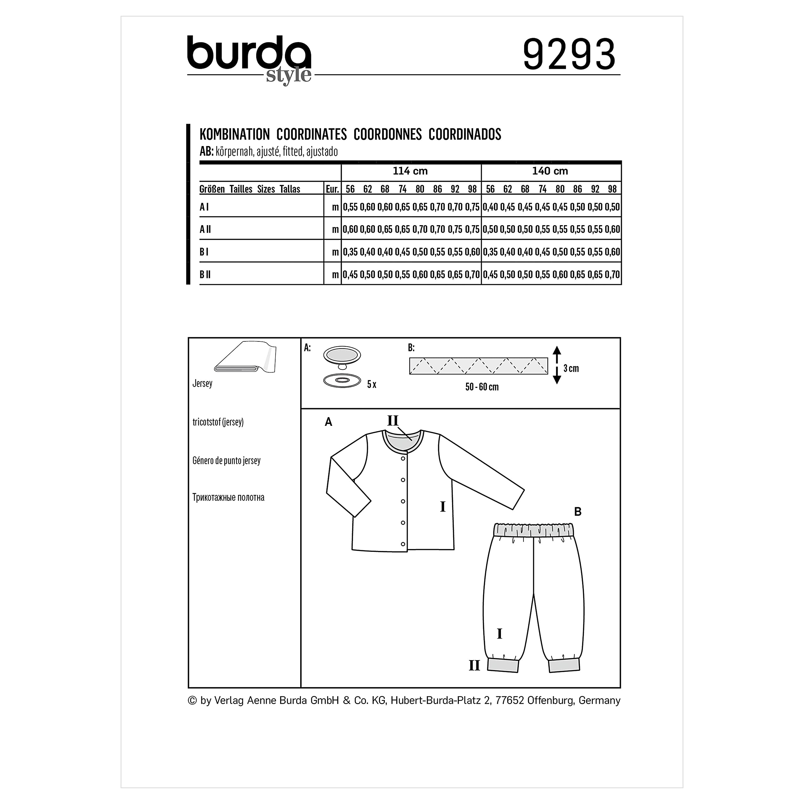 burda-style-9293-baby-jacke-und-hose-gr-56-98-wendbares-papierschnittmuster image 2