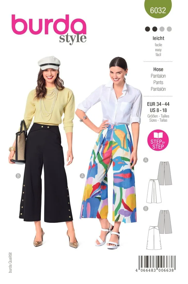 burda-style-6032-papierschnittmuster-damen-hose-mit-weitem-bein-gr-34-44 image 1