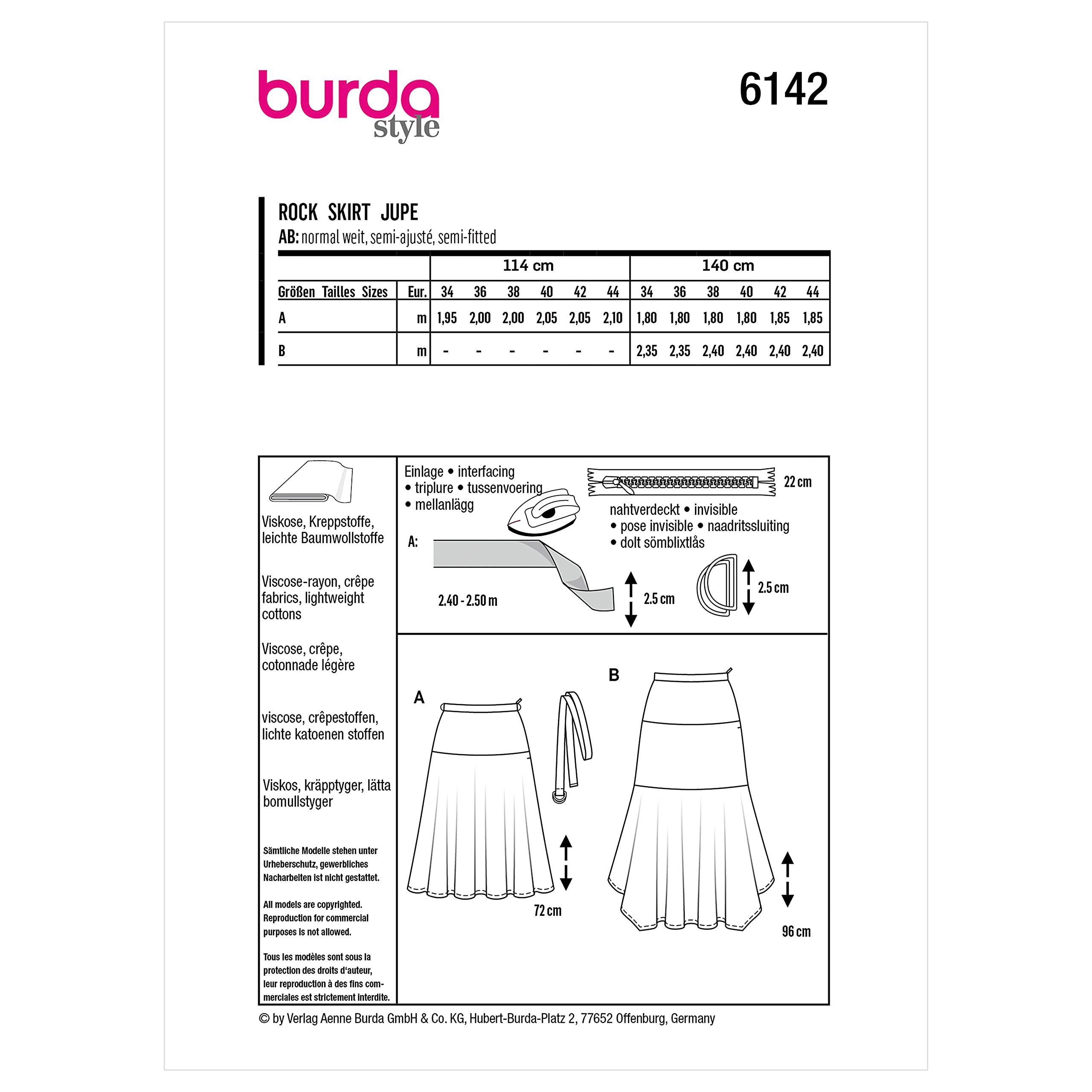 burda-style-schnittmuster-6142-damenrock-mit-passe-2-l-ngen-gr-36-46 image 2