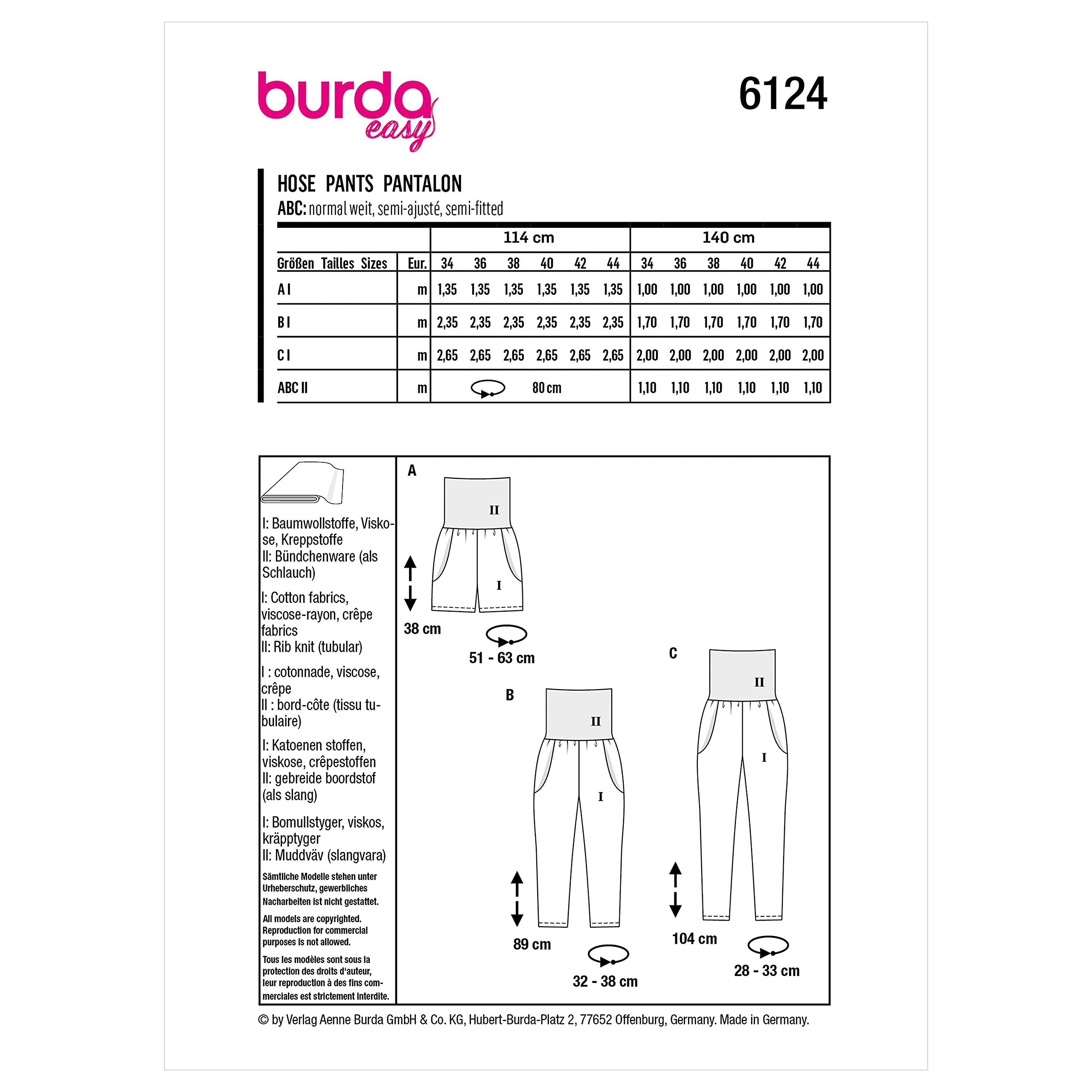 burda-style-schnittmuster-set-hose-kurze-hose-mit-rippstrickbund-papierschnittmu image 2