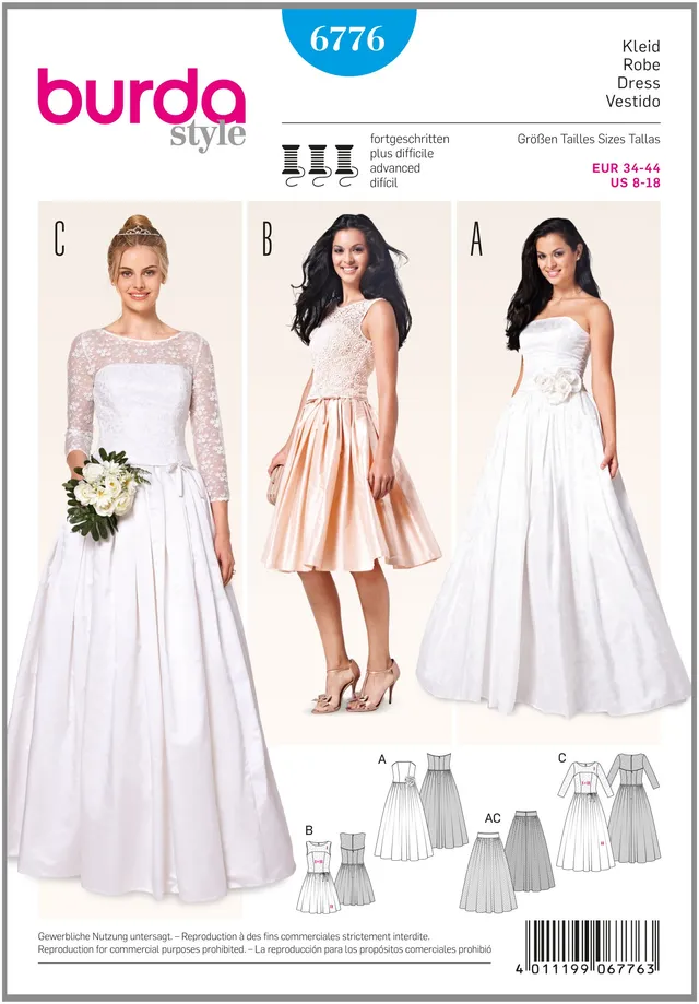 burda-style-schnittmuster-6776-damen-korsagenkleid-und-brautkleid-gr-34-44 image 1