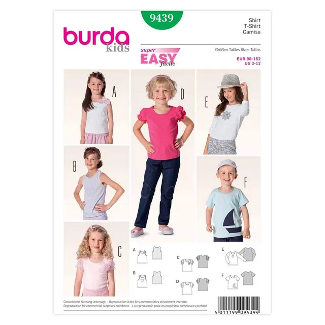 burda-schnittmuster-9439-t-shirt-top-kids-gr-98-152 image 1