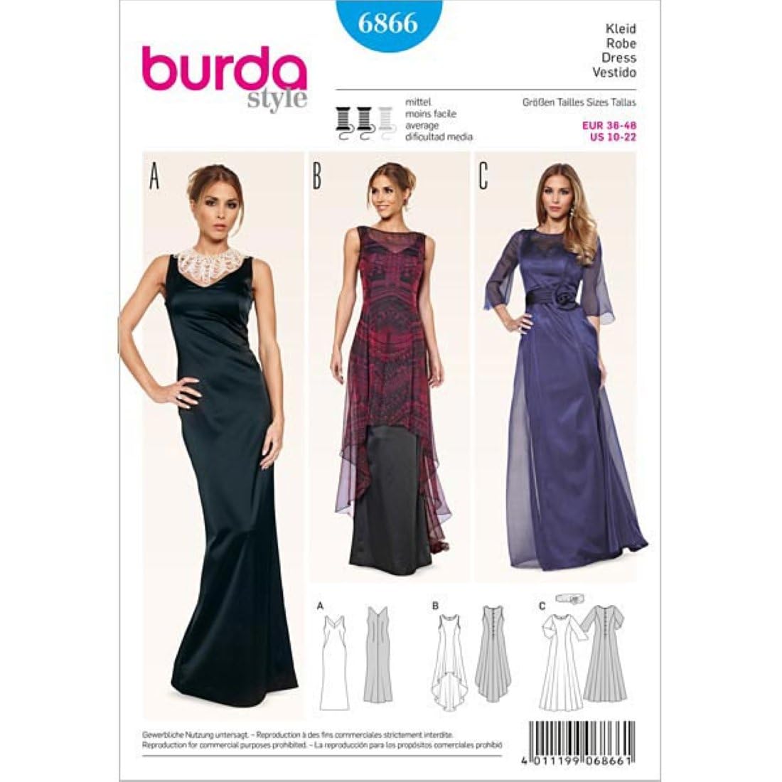 burda-style-schnittmuster-6866-damen-abendkleid-gr-36-48 image 1