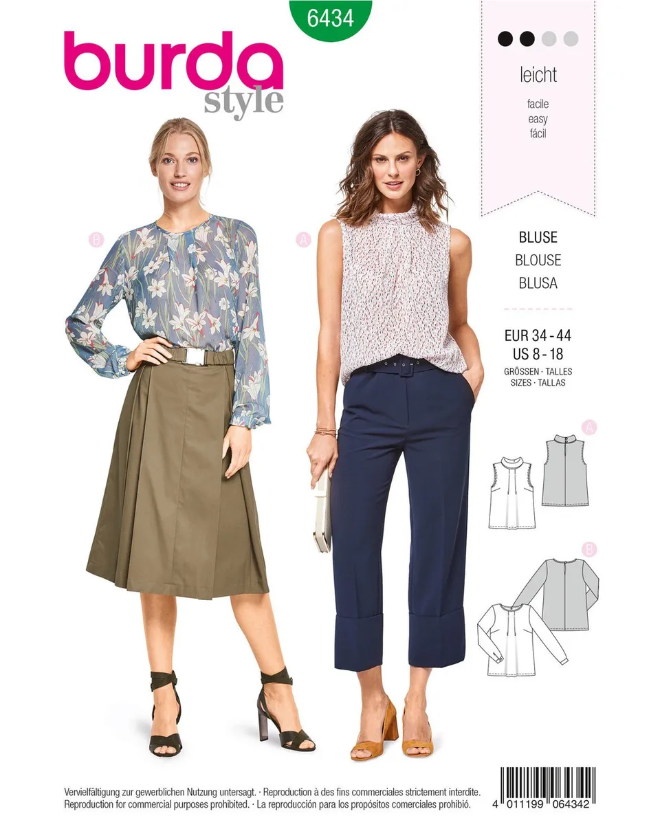 burda-style-b6434-schnittmuster-damen-blusen-gr-34-44 image 1