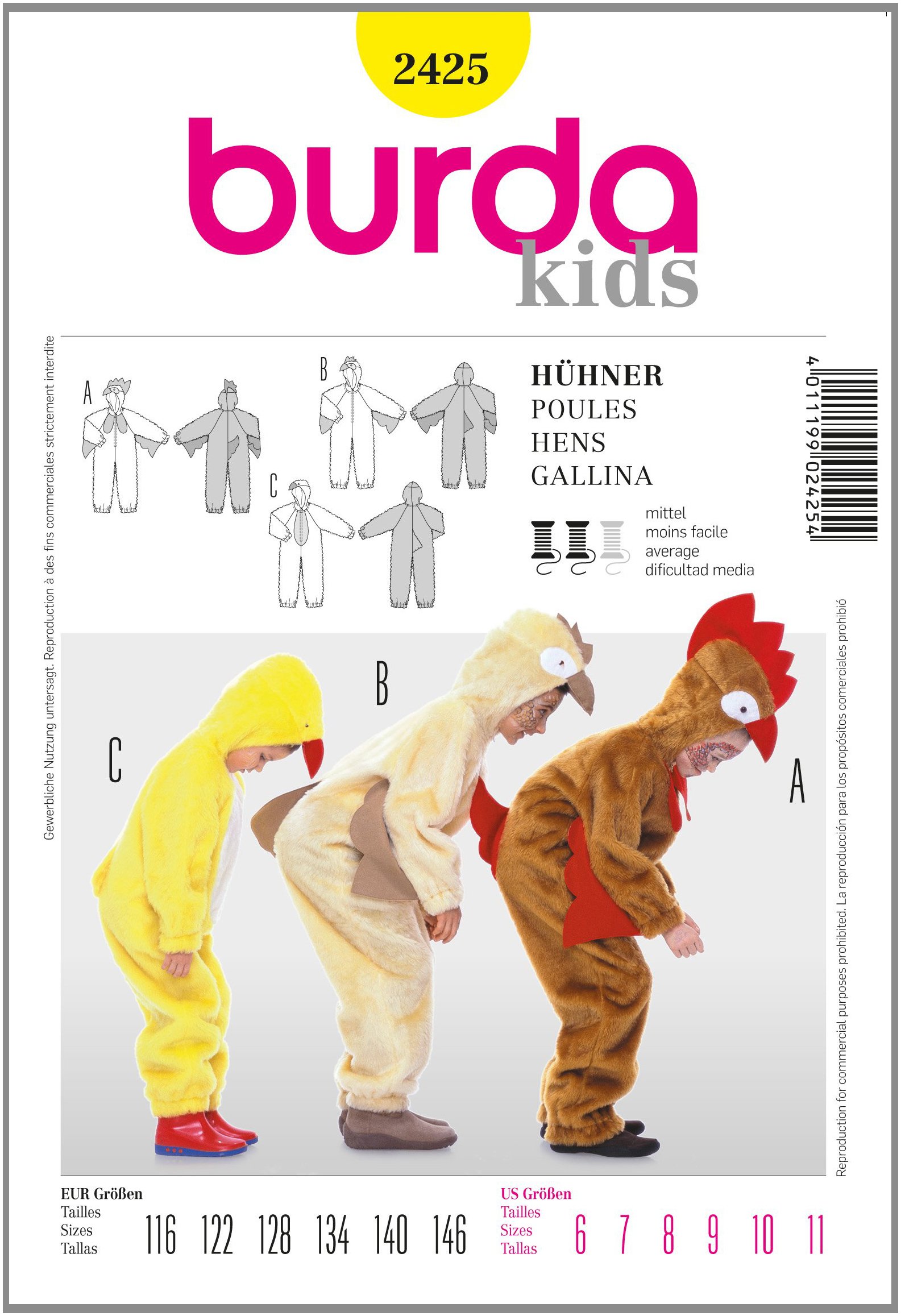 burda-style-schnittmuster-b2425-h-hner-kost-m-kids-gr-116-146 image 1