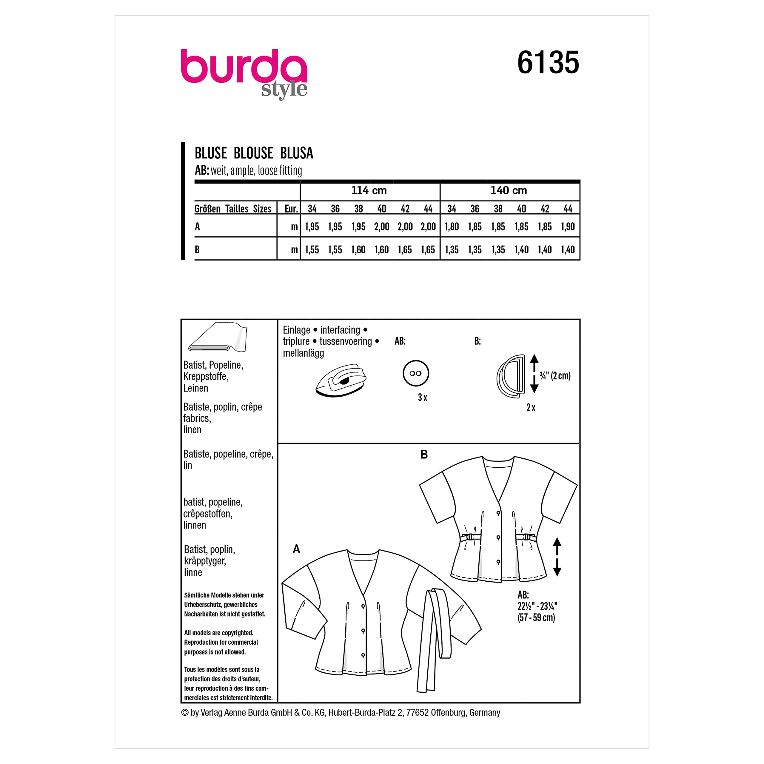 burda-style-schnittmuster-set-v-ausschnitt-blusen-mit-bindeg-rtel-damen-gr-34-44 image 2