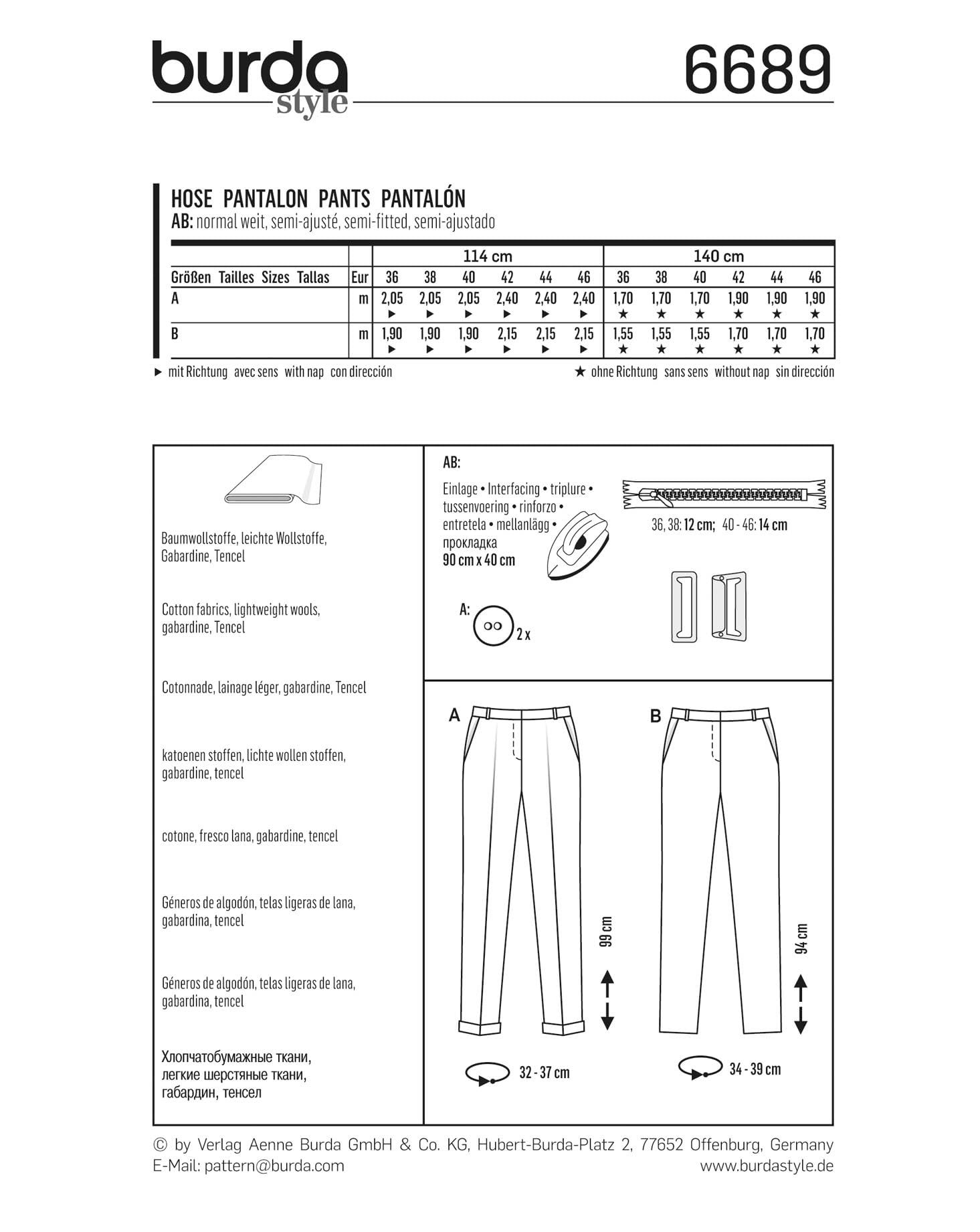 burda-style-6689-schnittmuster-damen-hose-gr-36-46 image 2