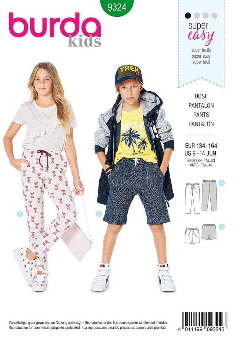 burda-style-9324-bermuda-shorts-kinder-jersey-knielang-mit-gummibund image 1