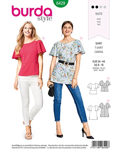 burda-style-6429-schnittmuster-t-shirt-bluse-mit-v-r-cken-gr-34-44 image 6