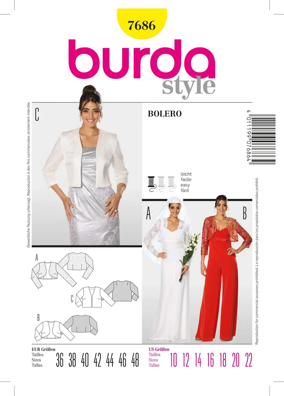 burda-style-schnittmuster-damen-7686-bolero-gr-36-48-n-hlevel-1-anf-nger image 1