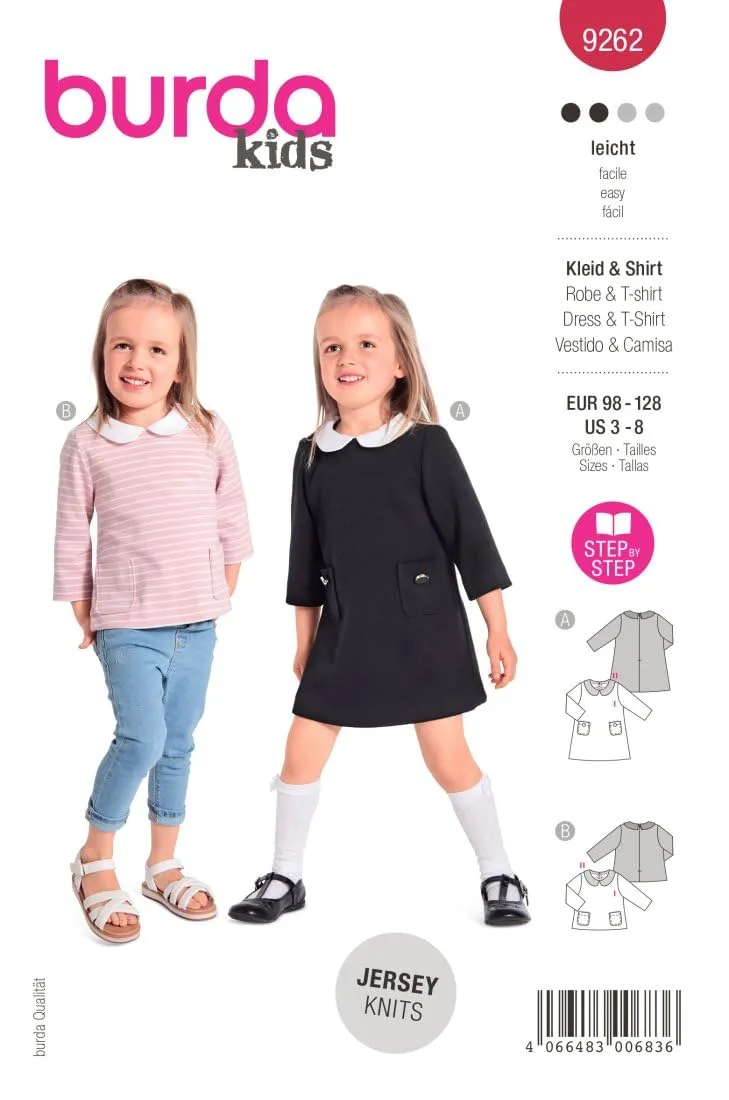 burda-style-9262-schnittmuster-pullover-und-kleid-mit-kragen-kinder-gr-98-128-n- image 1