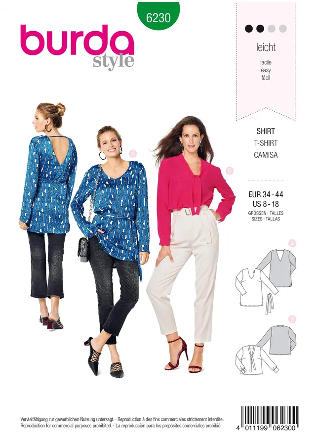 burda-style-6230-bluse-damen-34-44-schnittmuster image 1