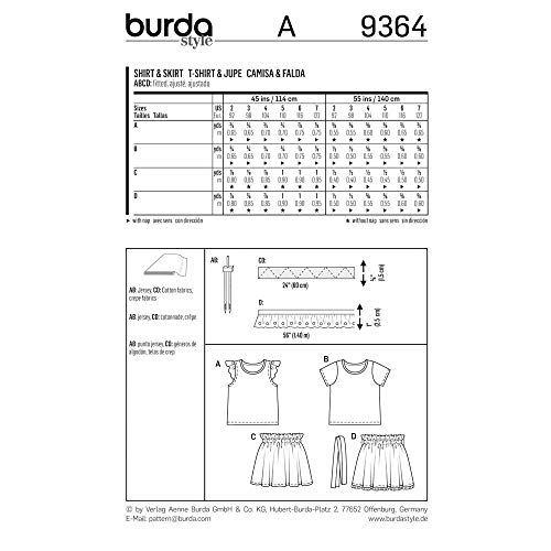 burda-style-kids-schnittmuster-9364-m-dchen-kurzarm-shirt-und-rock-mit-gummibund image 4