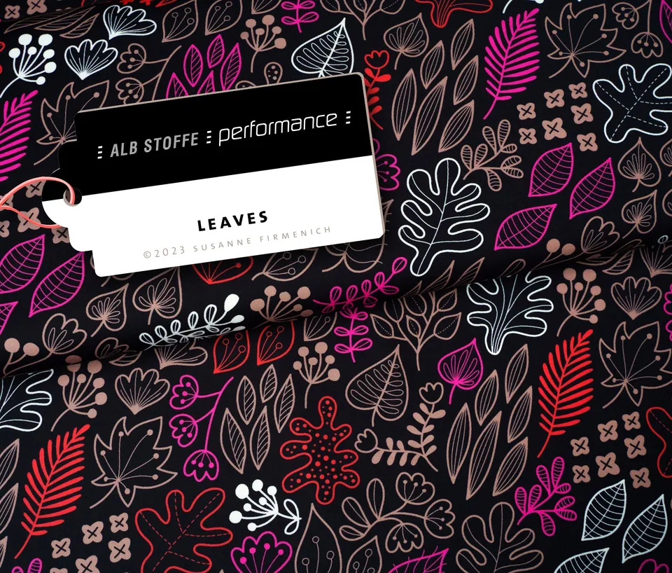 albstoffe-performance-leaves-pink-activewear-stoff-meterware image 1