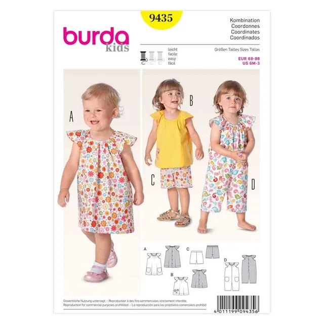 burda-style-9435-baby-schnittmuster-kleid-top-hose-overall-gr-68-98 image 1