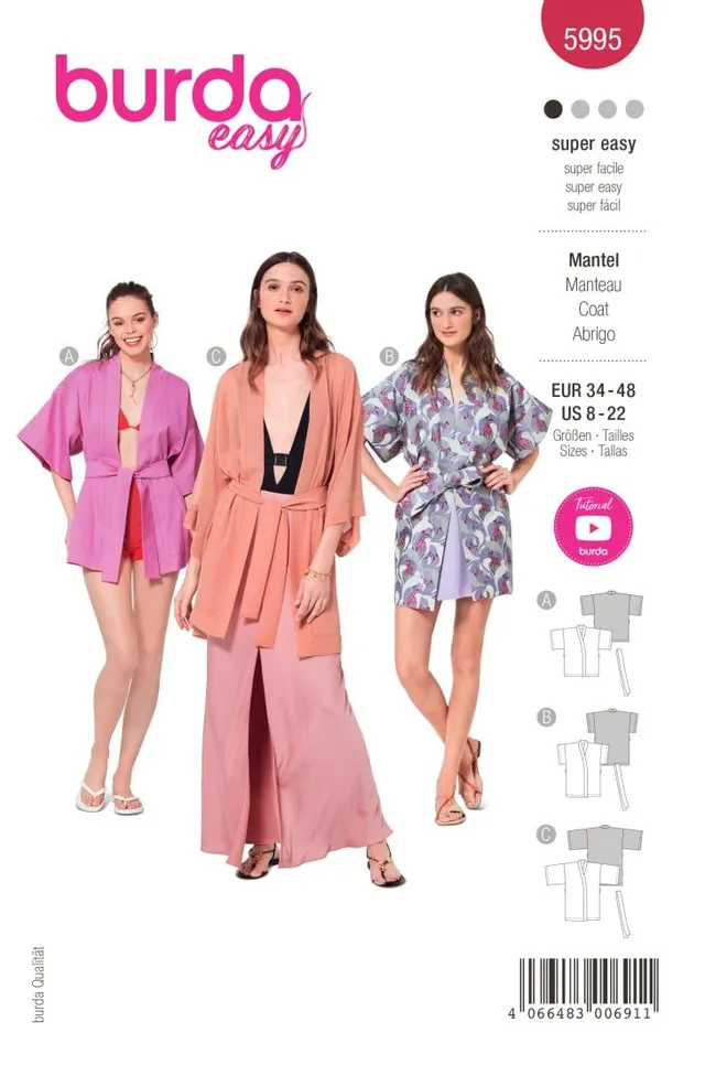 burda-style-5995-schnittmuster-kimono-jacken-mit-bindeband-damen-gr-34-48-sehr-l image 1