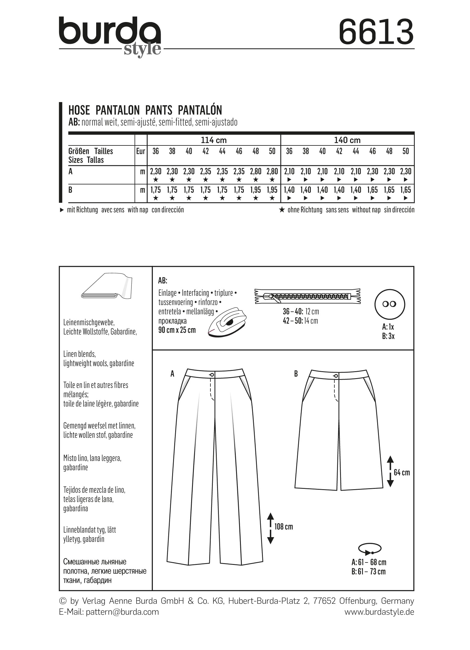 burda-style-schnittmuster-6613-damen-b-gelfalten-hose-und-bermuda-gr-36-50-plus- image 2