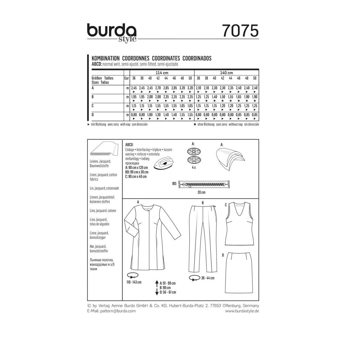 burda-style-7075-schnittmuster-damen-mantel-hose-rock-und-tanktop-gr-36-50 image 4
