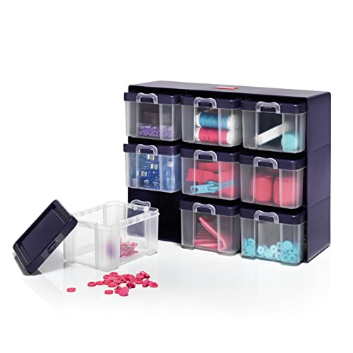 prym-612399-sortierkasten-mit-9-boxen-27x12x21-cm-pflaumenblau-transparent image 5