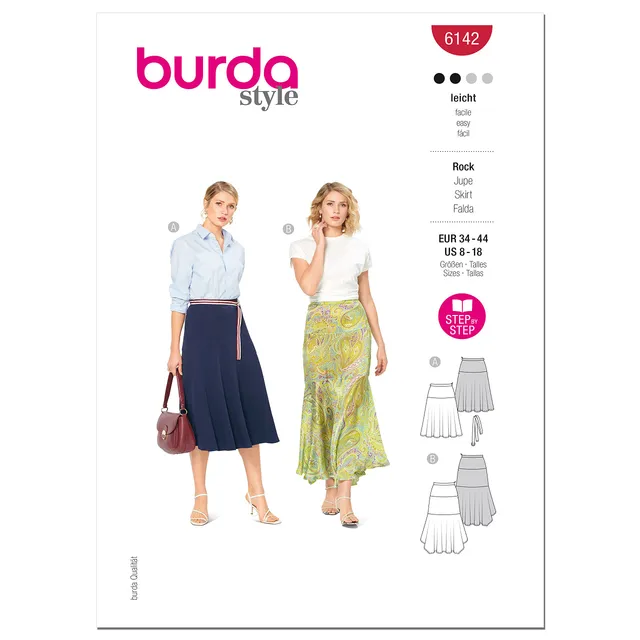 burda-style-schnittmuster-6142-damenrock-mit-passe-2-l-ngen-gr-36-46 image 1