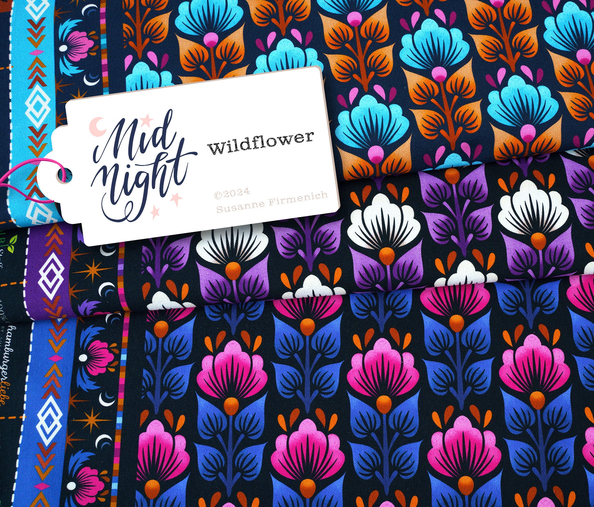 albstoffe-midnight-wild-flower-canvas-bio-meterware image 1