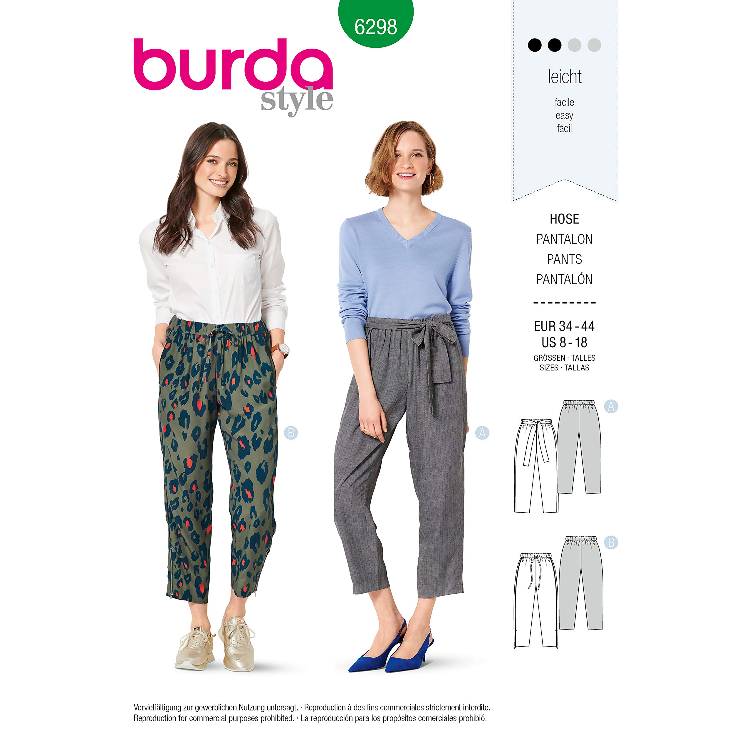 burda-6298-schnittmuster-damen-joggpants-gummizughose-gr-34-44 image 1
