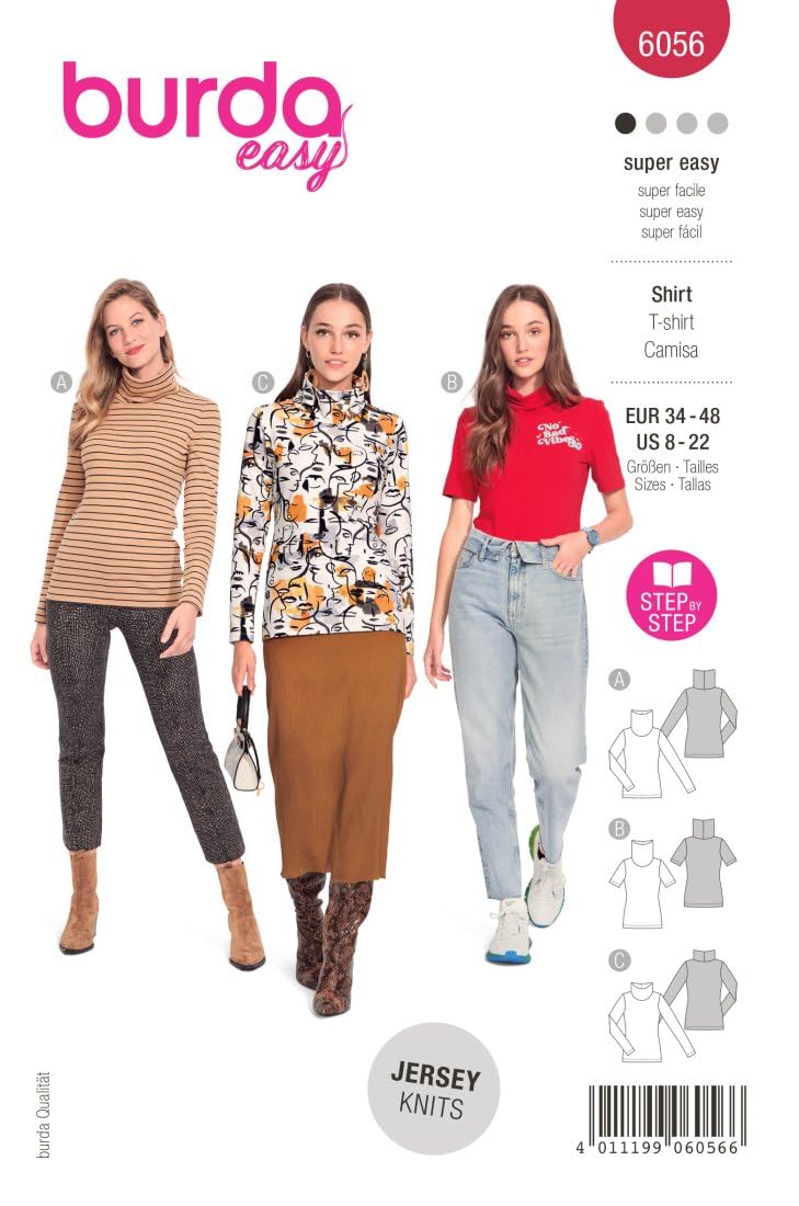 burda-style-b6056-schnittmuster-damen-shirtvariationen-gr-34-48-n-hlevel-super-l image 1