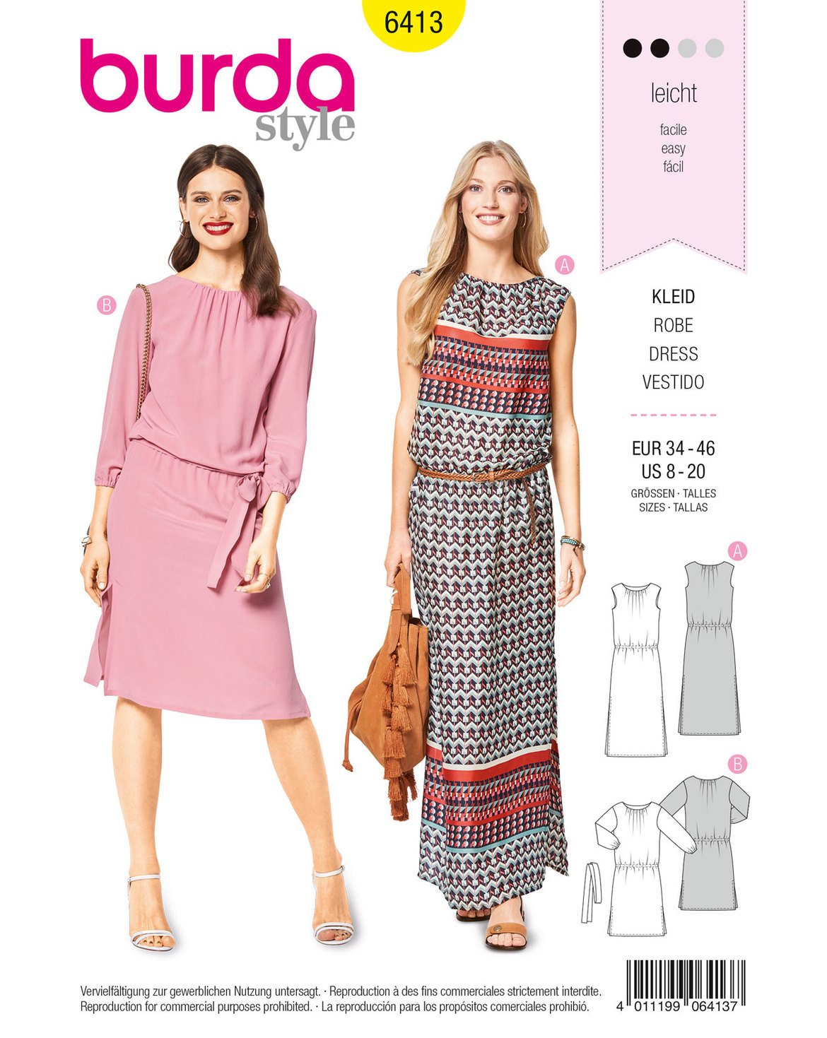 burda-style-schnittmuster-6413-kleid-gr-34-46-rmelloses-plissee-kleid-mit-kordel image 1