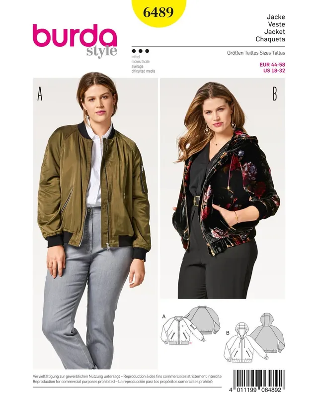 burda-style-6489-schnittmuster-jacke-mit-kapuze-oder-stehkragen image 1