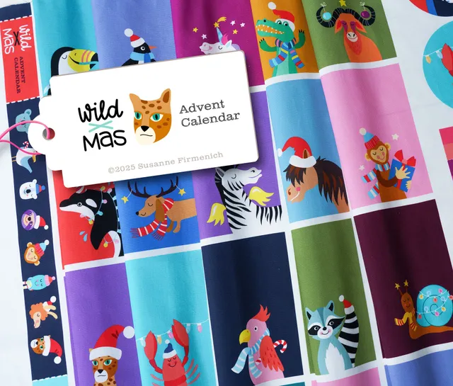 albstoffe-wild-xmas-2025-advent-calender-panel-bio-canvas-145x100-cm image 1