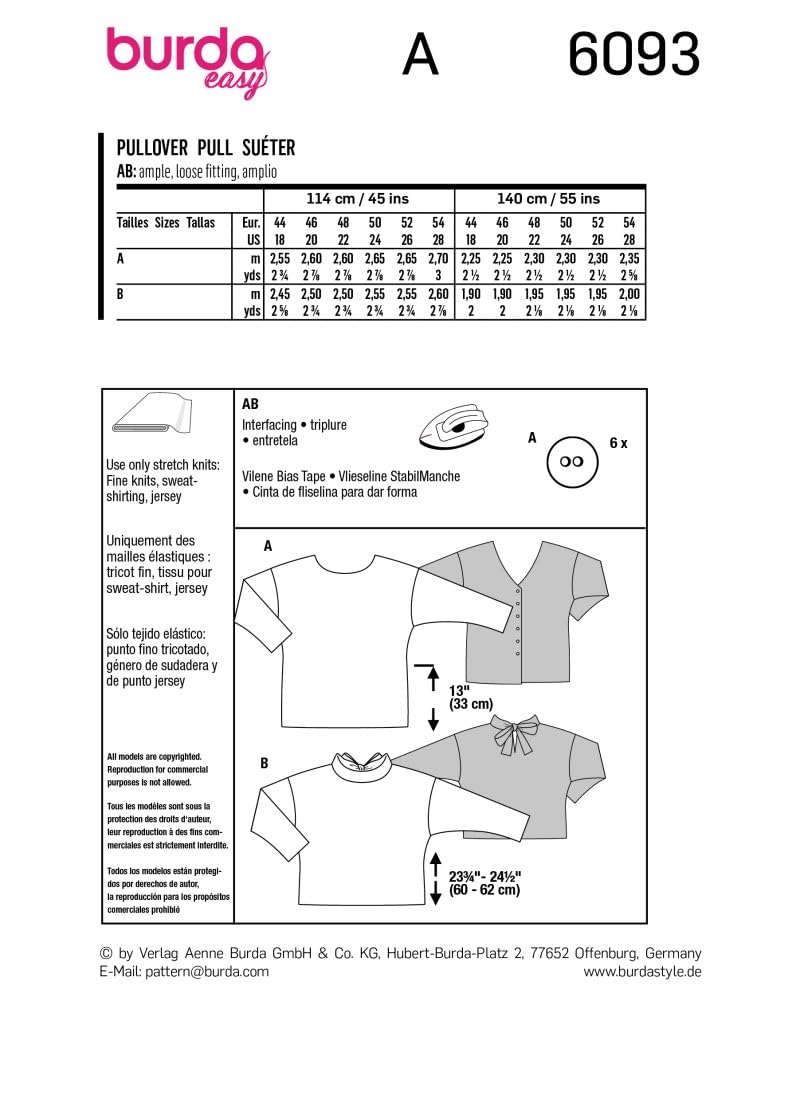 burda-style-6093-papierschnittmuster-damen-pullovervariationen-gr-44-54 image 5