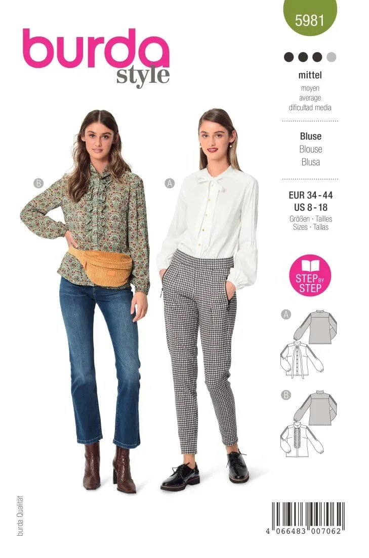 burda-style-5981-schnittmuster-bluse-damen-gr-34-44-level-3 image 1