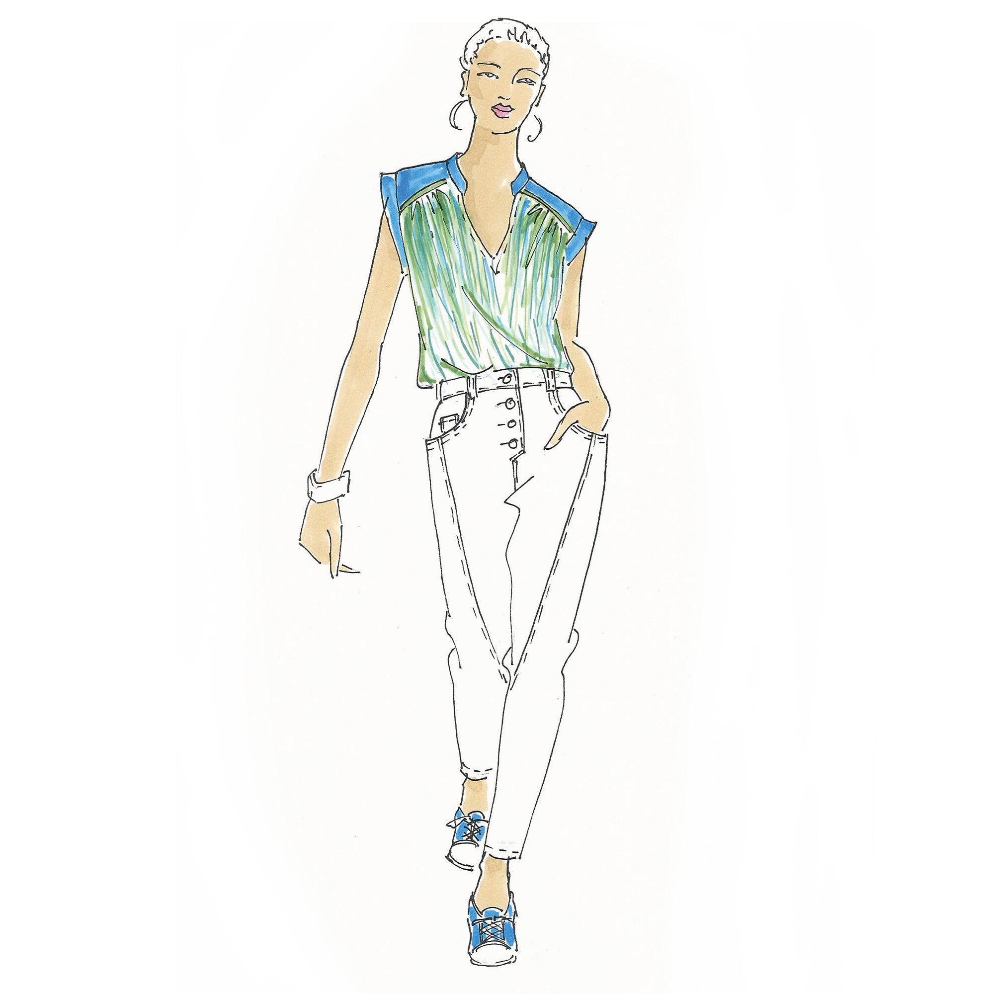 schnittmuster-berlin-sommerbluse-ina-damen-bluse-mit-v-ausschnitt image 1