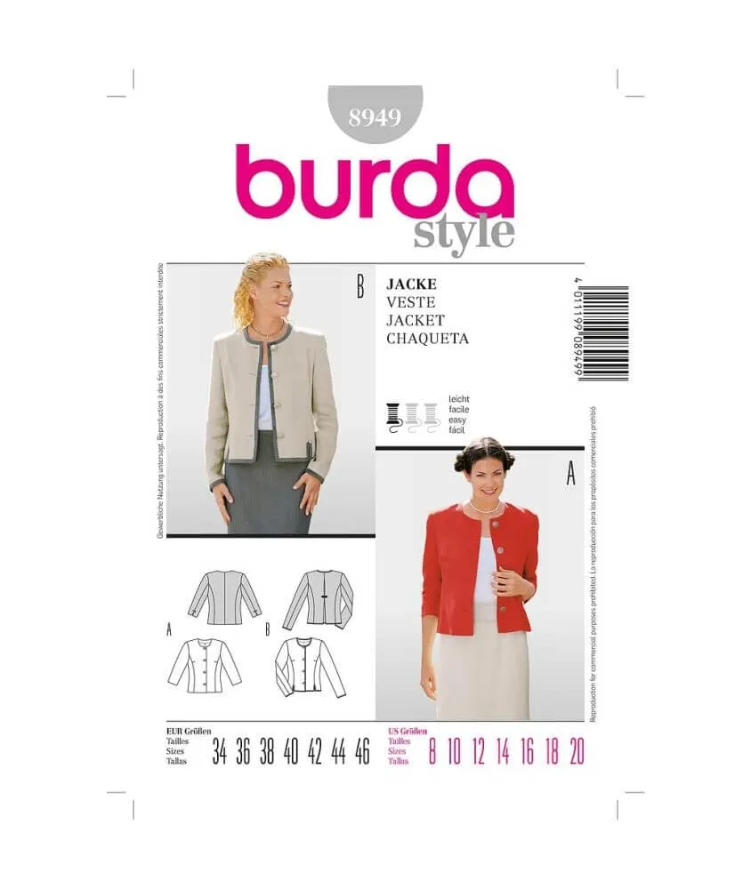 burda-style-schnittmuster-8949-damen-kurzjacke-im-trachtenstil-gr-34-46 image 1