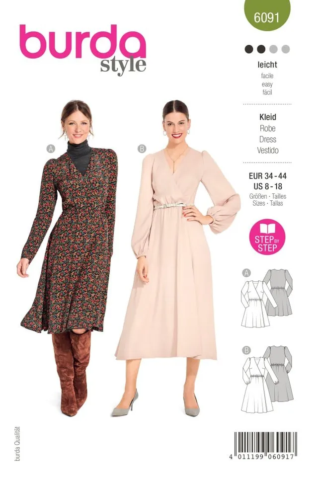 burda-style-schnittmuster-6091-damen-kleidvariationen-gr-34-44-leicht image 1