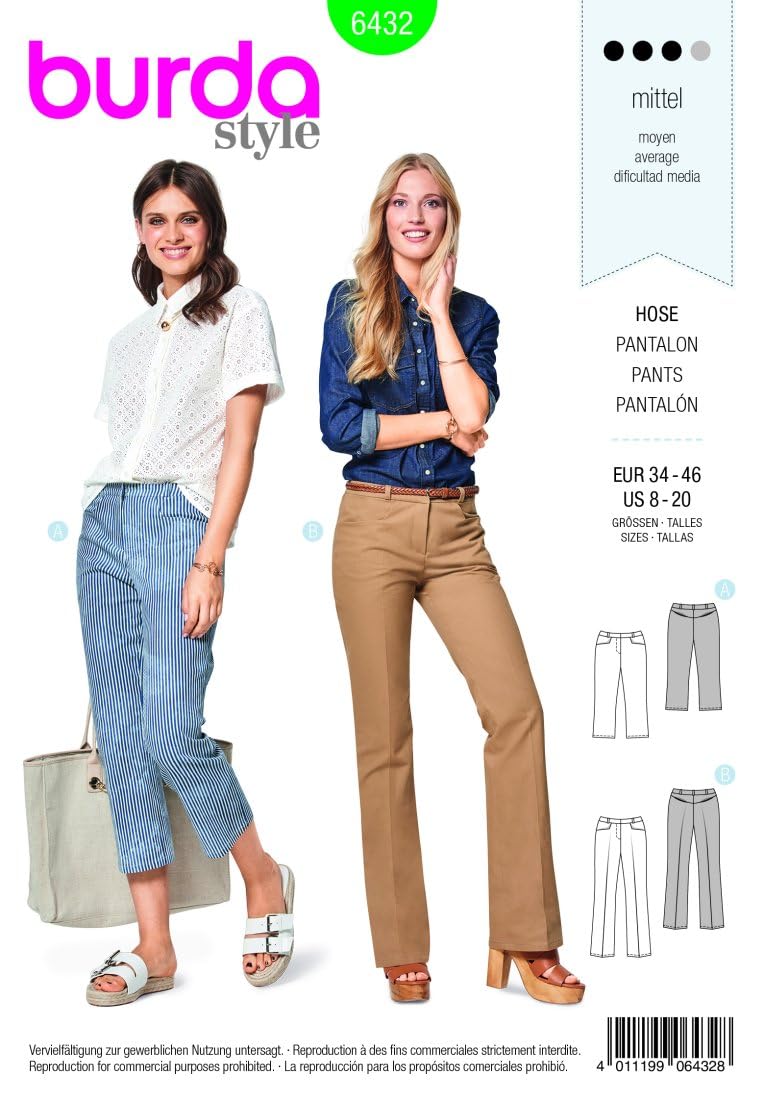 burda-style-schnittmuster-damen-b-gelfalten-hose-6432-gr-34-46-papierschnitt image 1