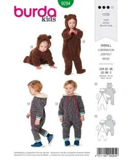 burda-style-9294-b9294-schnittmuster-teddy-overall-baby-kinder-gr-56-80 image 1