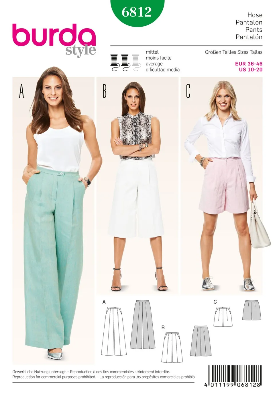 burda-style-6812-schnittmuster-damen-hose-gerade-und-schmale-form image 1