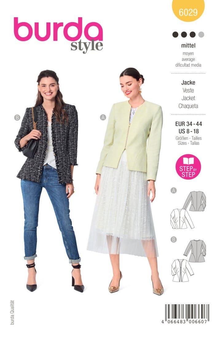 burda-style-schnittmuster-6029-taillierte-jacke-mit-rei-verschluss-damen-gr-34-4 image 1