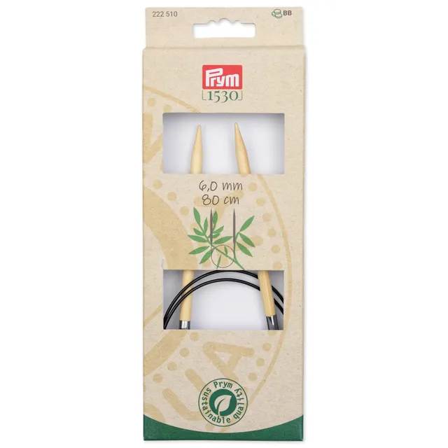 prym-1530-rundstricknadel-bambus-80-cm-6-0-mm-natur image 1