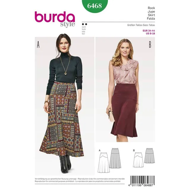 burda-style-6468-schnittmuster-asymmetrischer-rock-mit-elastikbund image 1