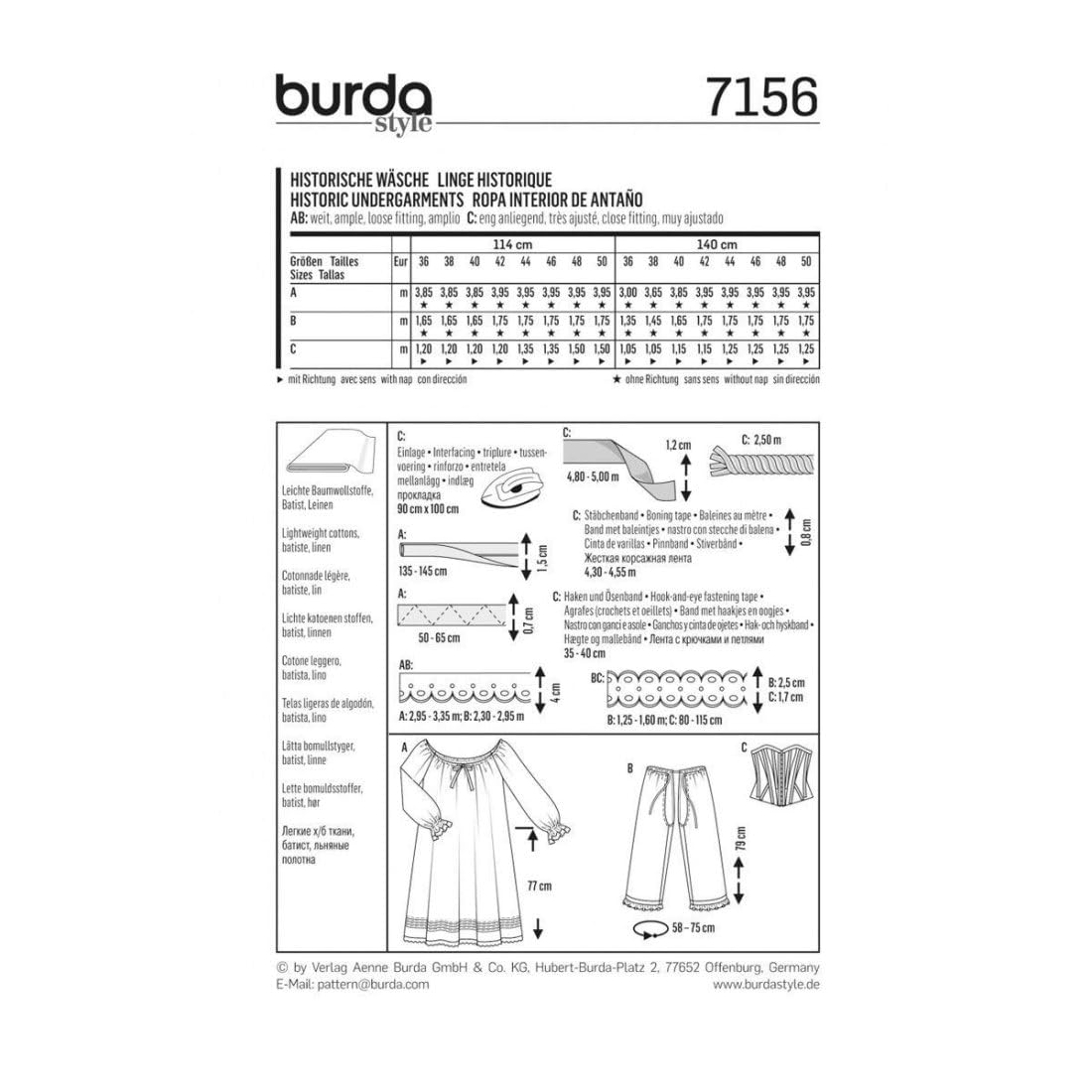 burda-style-7156-historische-unterw-sche-papierschnittmuster-nachthemd-pantalons image 3