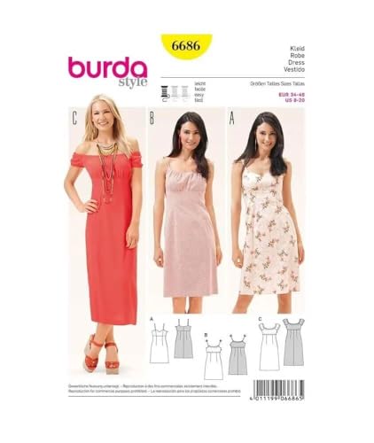 burda-style-6686-schnittmuster-damen-kleid-tr-gerkleid-carmenkleid-empirenaht-gr image 5