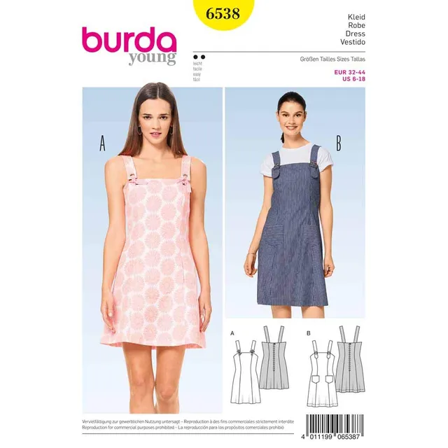 burda-style-b6538-schnittmuster-damen-tr-gerkleid-gr-32-44 image 1