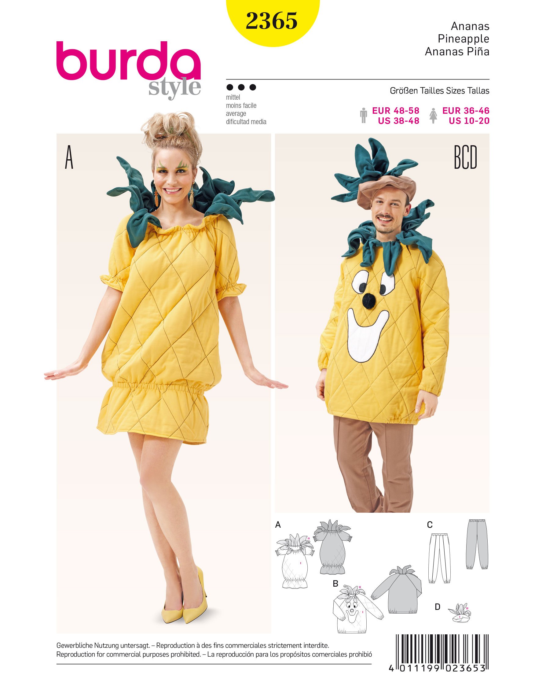 burda-style-2365-schnittmuster-kost-m-ananas-damen-wei image 1
