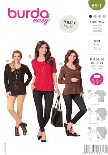 burda-easy-6611-damen-basic-t-shirt-schnittmuster-gr-36-50-papier image 6