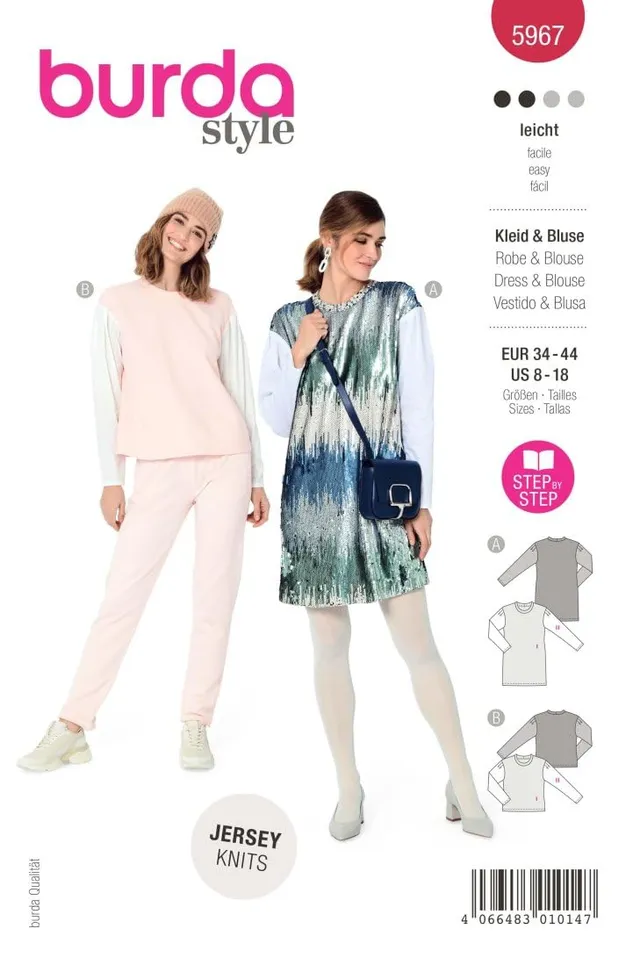 burda-style-schnittmuster-5967-damen-pulli-und-kleid-gr-34-44-level-2 image 1