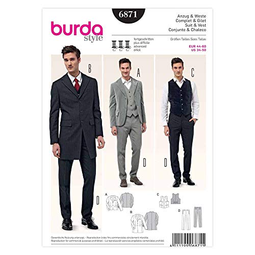 burda-style-schnittmuster-6871-herren-anzug-sakko-weste-hose-gr-44-60 image 3